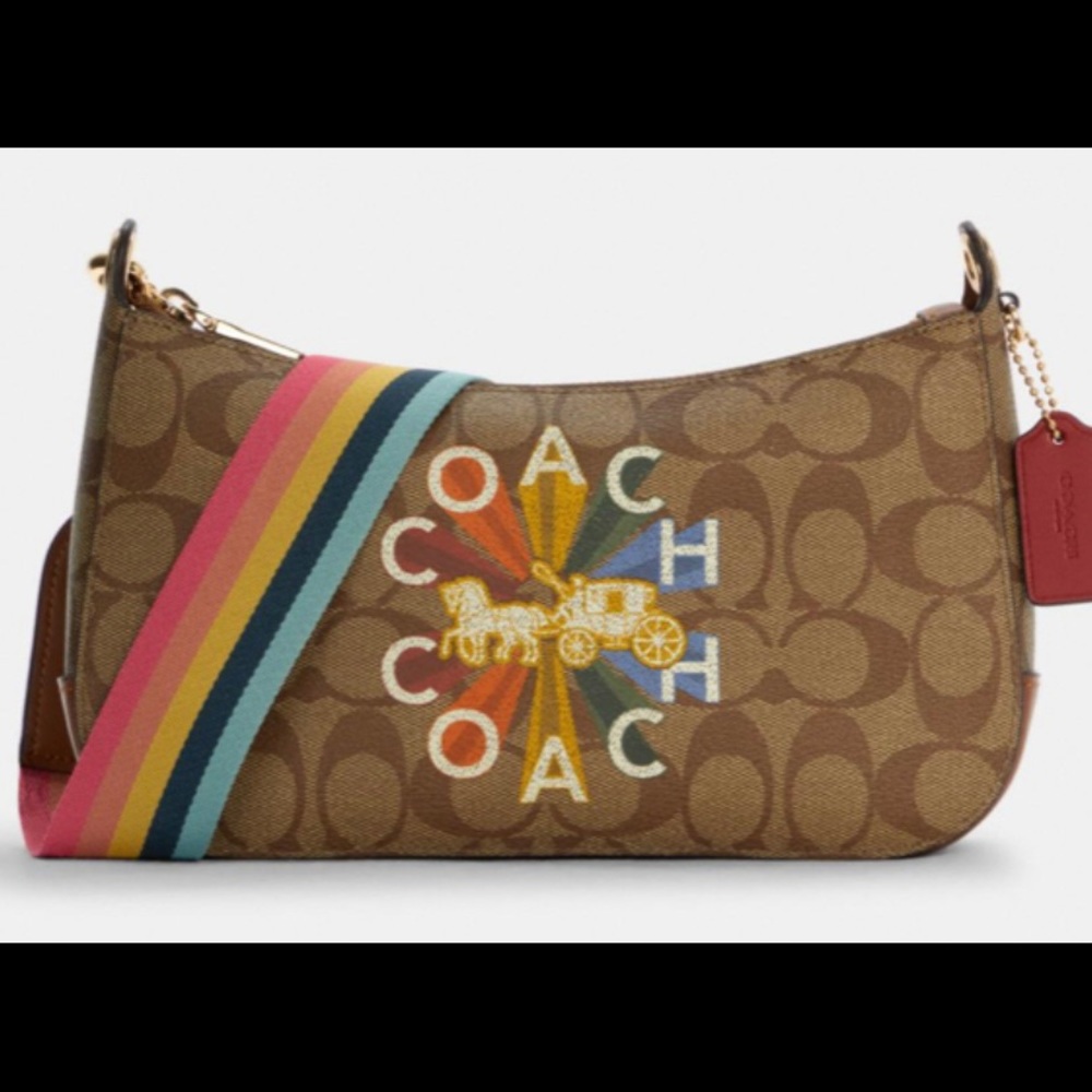 COACH NWT Jes Baguette in SignatureCanvas W/Coach Radial Rainbow. 🌈 🎁